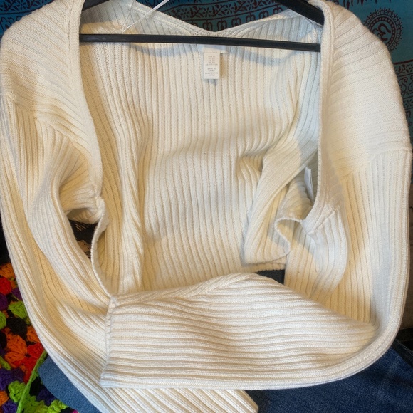 H&M Sweaters Hm Cream Knit Shrug Xxl Poshmark